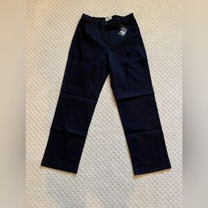 LL Bean Rinsed Easy Stretch Pant Dark Denim Trousers Size 12 M/T NWT
